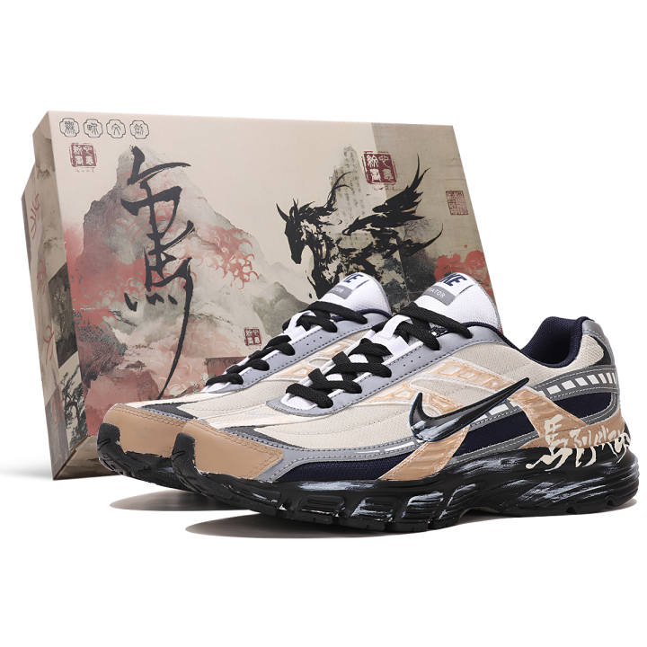 Nike Nike Initiator Abrasion Resistant Low top Running Shoes Men's Beige Black