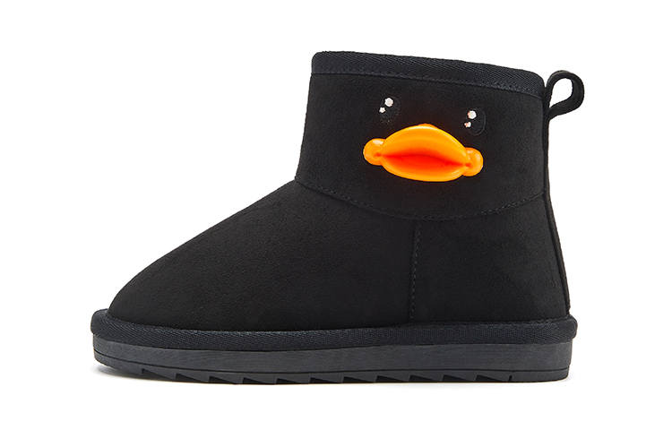 B.Duck Yellow Duck Fleece Lined Snow Boots, Cartoon 3D Effect Duck Bill Cushioning Abrasion Resistant Thermal