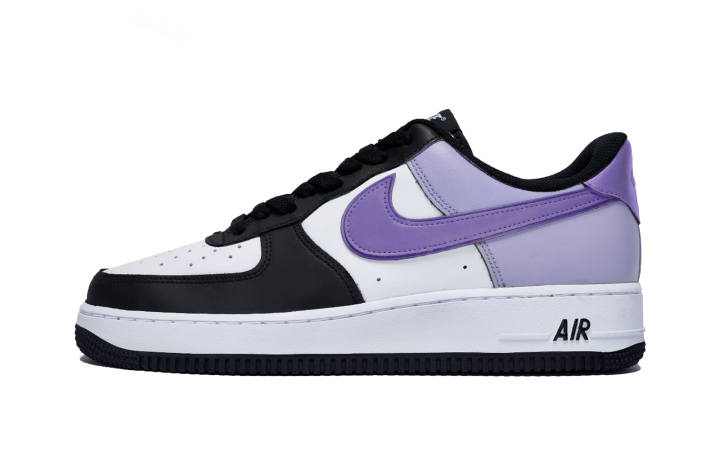 Nike Nike Air Force 1 Leather Slip Resistant Abrasion Resistant Low top Kids' Skateboarding Shoes White Purple Teenagers