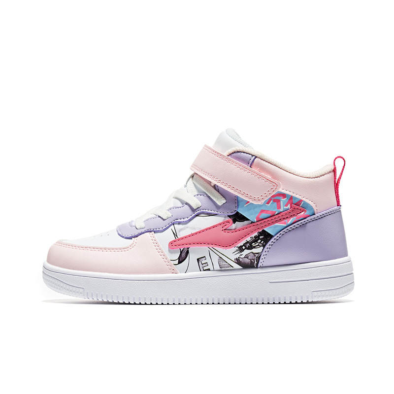 ERKE KIDS Slip Resistant Abrasion Resistant Mid top Kids' Skateboarding Shoes White Pink Purple Kids'