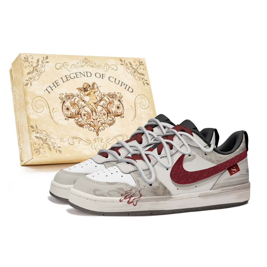 Nike Nike Court Borough Low 2 Slip Resistant Abrasion Resistant Low top Kids' Skateboarding Shoes Brown White Teenagers