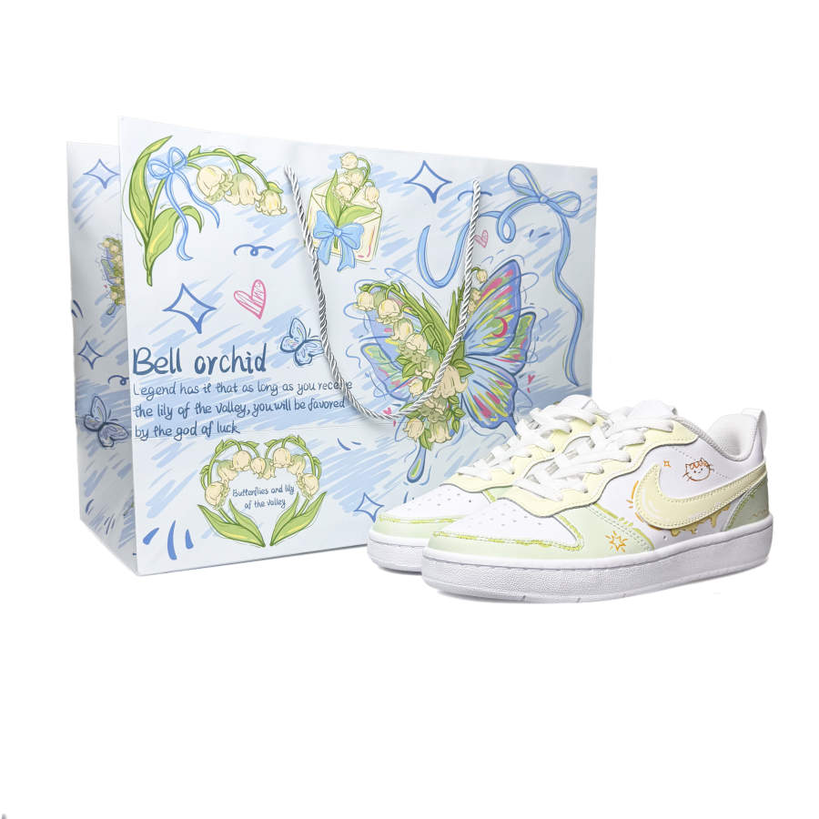 Nike Nike Court Borough Lemon Tone Cute Cat Star Leather Low top Kids' Skateboarding Shoes