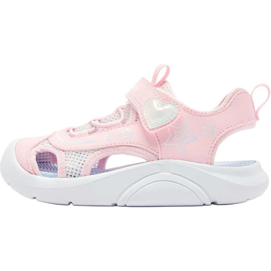 QIAODAN Synthetic Leather, Textile Comfortable Slip Resistant Abrasion Resistant Low top Children's Sandals Pink White