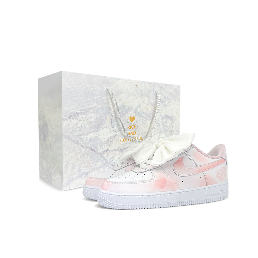 Nike Nike Air Force 1 LE Synthetic Leather Low top Kids' Skateboarding Shoes Pink Teenagers