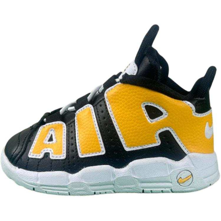 Nike Nike Air More Uptempo Slip Resistant Abrasion Resistant Mid top Toddler Shoes Black Yellow Infant And Toddler