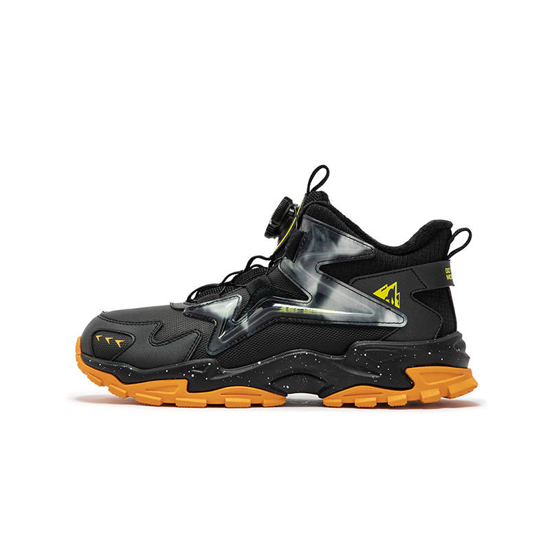 XTEP Lingfeng 2.0 Slip Resistant Abrasion Resistant High top Casual Shoes Black Ice Cream Yellow Kids'