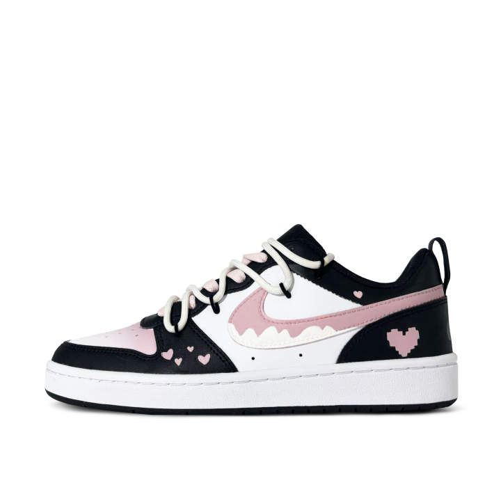 Nike Nike Court Borough Pixel Heart Low top Kids' Skateboarding Shoes Black Pink Unisex