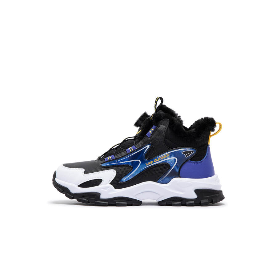 XTEP Outdoor Fleece Lined Insulated Shoes Black/Lyon Blue Teenagers