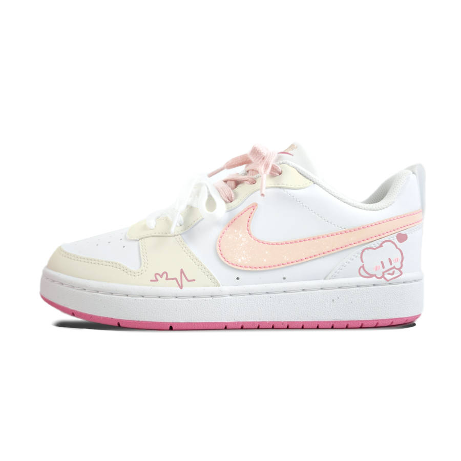Nike Nike Court Borough Cute Cat Love Letter Mismatched Slip Resistant Abrasion Resistant Kids' Skateboarding Shoes Unisex