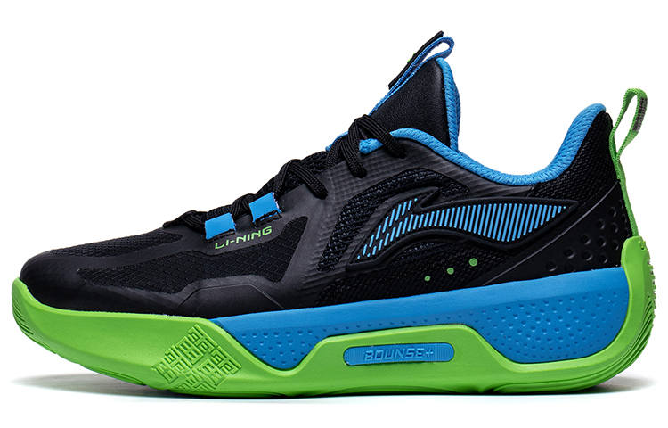 Li-Ning YOUNG Li Ning YOUNG Sky Shadow Li Ning BOOM Technology Low top Basketball Shoes Green Black Blue Teenagers