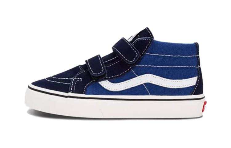 Vans SK8 Comfortable Mid top Kids' Skateboarding Shoes Black Blue Children Aged 3 7 Years Old