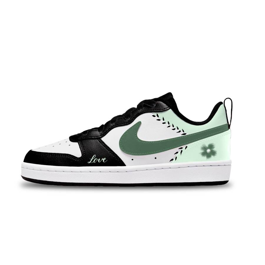 Nike Nike Court Borough Green Floral Vine Slip Resistant Abrasion Resistant Slip Resistant Abrasion Resistant Low top