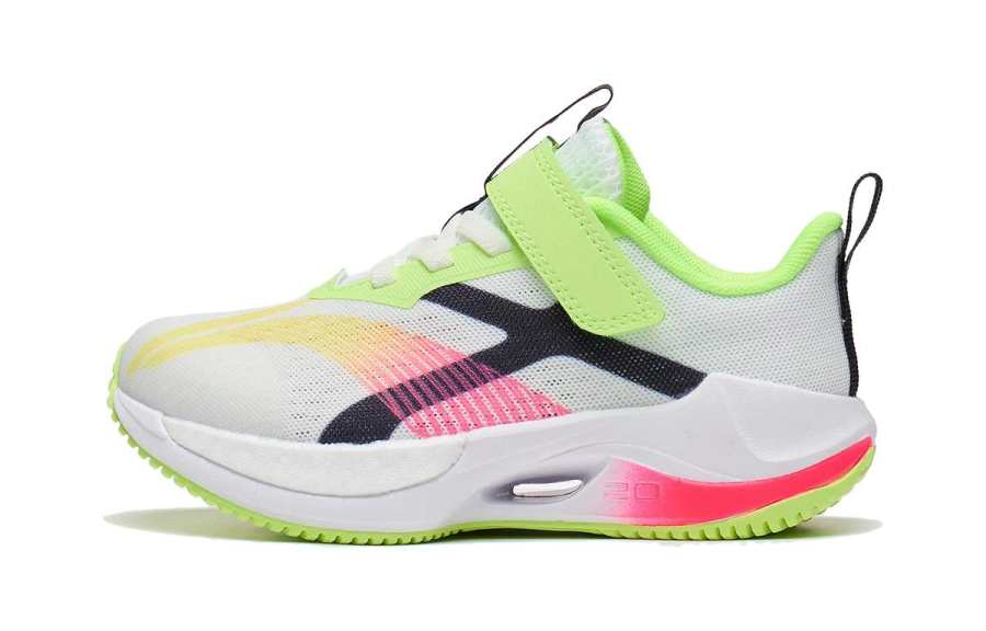 Li-Ning YOUNG Li Ning Slip Resistant Abrasion Resistant Low top Running Shoes White Green Children Aged 3 7 Years Old