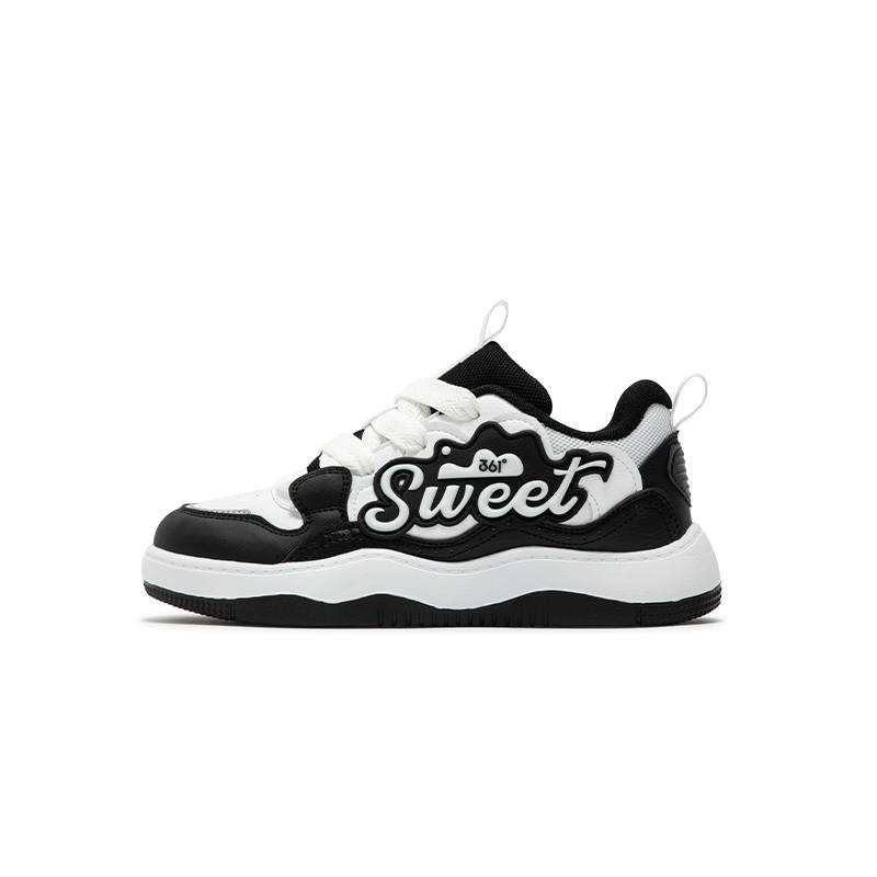 361°KIDS Synthetic Leather Skateboard Shoes White Black Teenagers
