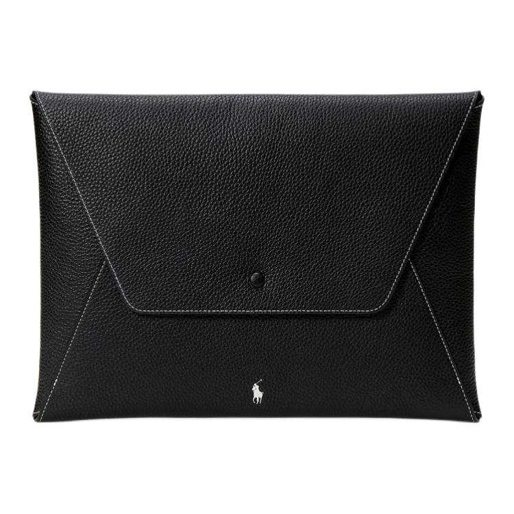 Polo Ralph Lauren Polo Play Cow Leather Briefcase Clutch Women's Black