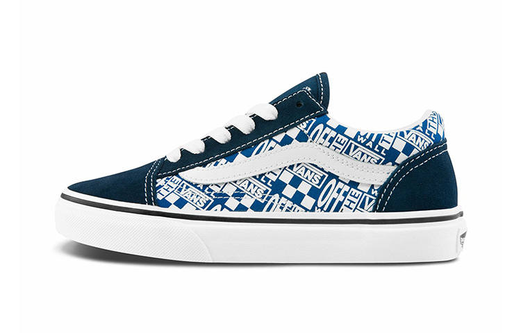 Vans Old Skool Canvas Low top Kids' Skateboarding Shoes Blue White Children Aged 3 7 Years Old