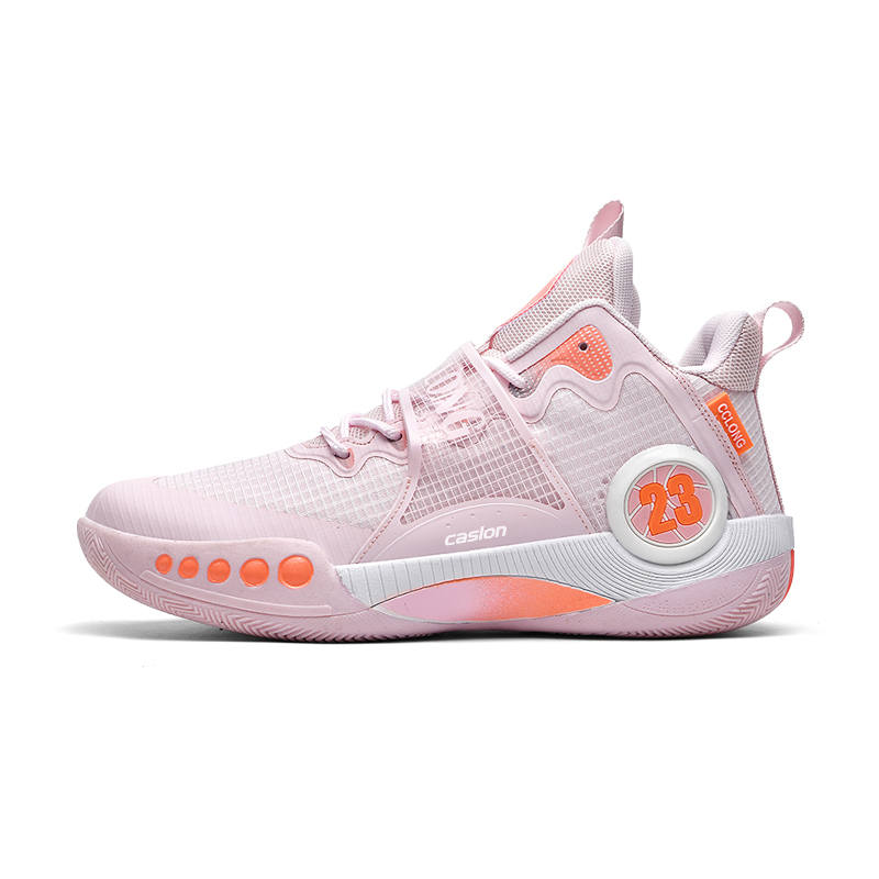 KAXILONG Abrasion Resistant Breathable Lightweight Cushioning Mid top Children's Basketball Shoes Pink Teenagers