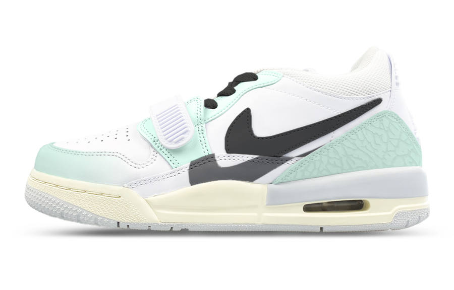 Jordan Jordan Legacy 312 Slip Resistant Low top Children's Basketball Shoes White Green Black Teenagers
