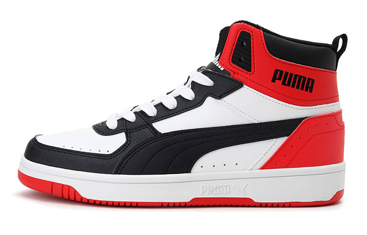 PUMA REBOUND JOY High top Basketball Shoes Black White Red Teenagers