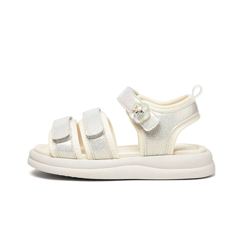 Snoffy Synthetic Leather Slip Resistant Quick Dry Sandal Shell White Kids'