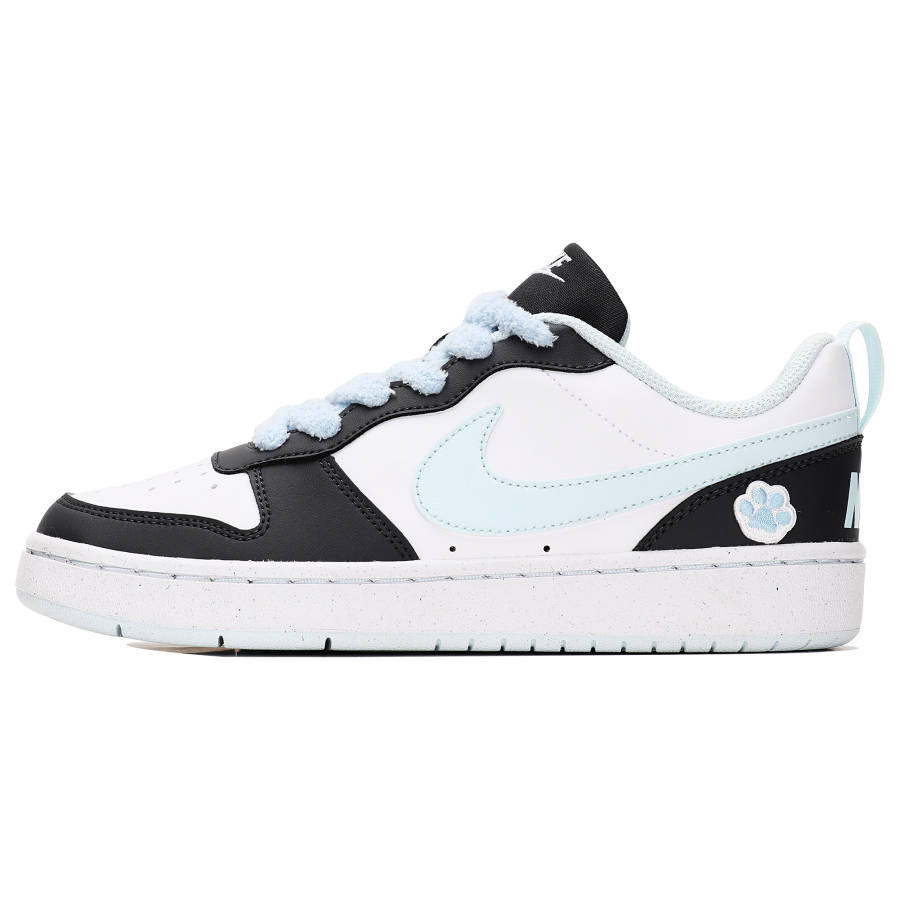 Nike Nike Court Borough Slip Resistant Abrasion Resistant Low top Kids' Skateboarding Shoes Black Cyan Teenagers