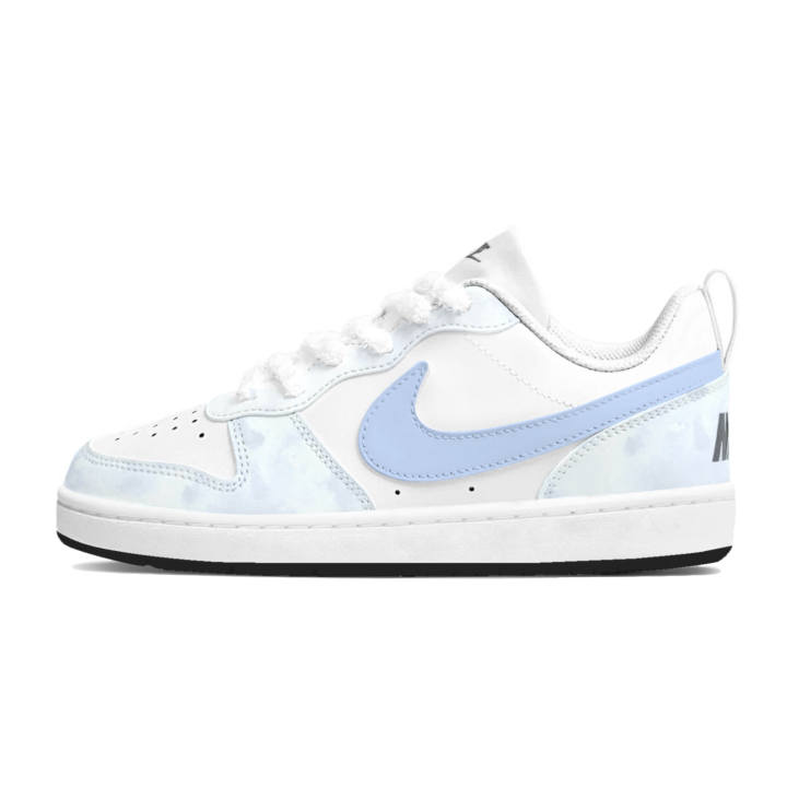 Nike Nike Court Borough Milk Blue Bubbles Synthetic Leather Slip Resistant Cushioning Abrasion Resistant Low top