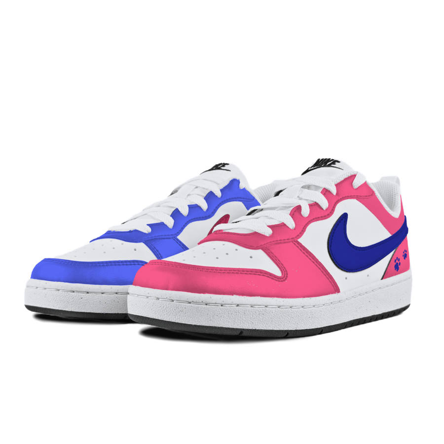 Nike Nike Court Borough Pink Blue Berry Charm Slip Resistant Abrasion Resistant Low top Kids' Skateboarding Shoes White