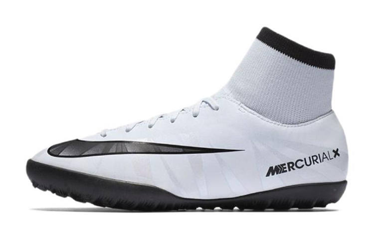 Nike Nike Jr Mercurialx Victory 6 Slip Resistant, Abrasion Resistant, Lightweight High top Kids' Soccer Shoes White Black
