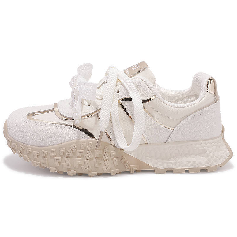 JIONGSEN Slip Resistant Abrasion Resistant Low top Skateboard Shoes Women's Beige