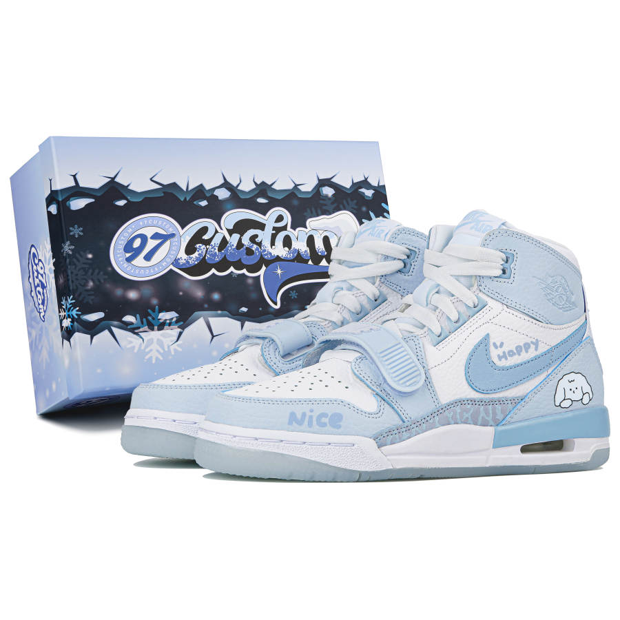 Jordan Jordan Legacy 312 Abrasion Resistant Abrasion Resistant Mid top Children's Basketball Shoes Blue White Teenagers