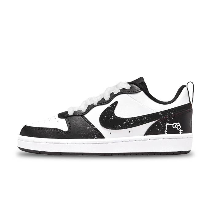 Nike Nike Court Borough Low 2 Leather Slip Resistant Abrasion Resistant Low top Kids' Skateboarding Shoes Black White Unisex