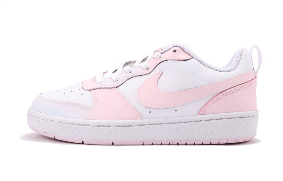 Nike Nike Court Borough Leather Slip Resistant Abrasion Resistant Low top Kids' Skateboarding Shoes White Pink Teenagers