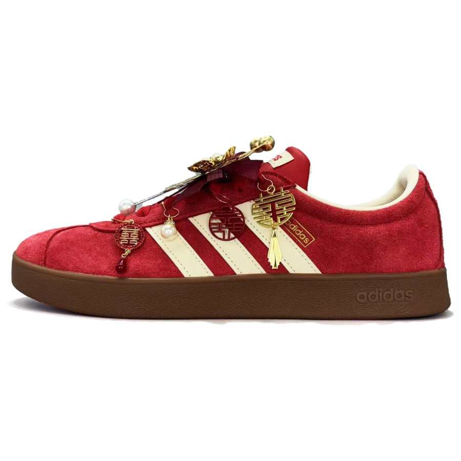 Adidas Adidas Vl Court Classic Slip Resistant Abrasion Resistant Low top Skateboard Shoes Unisex Red