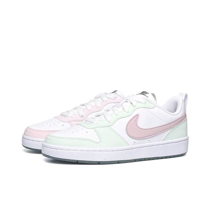 Nike Nike Court Borough Synthetic Leather Slip Resistant Abrasion Resistant Low top Kids' Skateboarding Shoes Green Pink