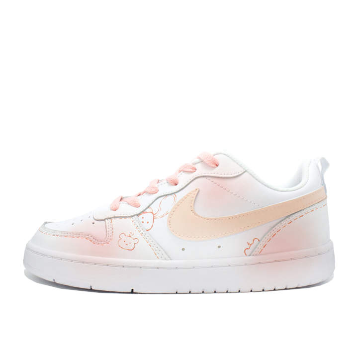 Nike Nike Court Borough Low 2 Leather Slip Resistant Lightweight Cushioning Low top Kids' Skateboarding Shoes White/Pink