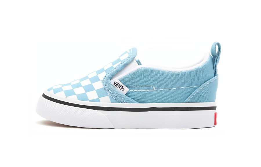 Vans Slip Resistant, Abrasion Resistant, Breathable Low top Skateboard Shoes White Blue Plaid Infant And Toddler