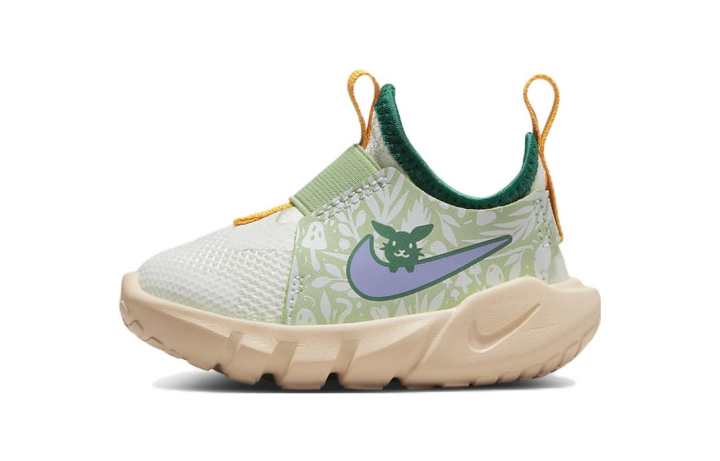 Nike Nike Flex Runner 2 Lil Slip-Resistant Cushioning Wear-Resistant Low-Top Running Shoes White Green Infant And Toddler