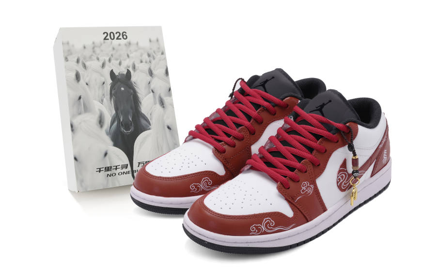 Jordan Jordan Air Jordan 1 Horse Taming The Wind Slip Resistant Abrasion Resistant Low top Children's Basketball Shoes