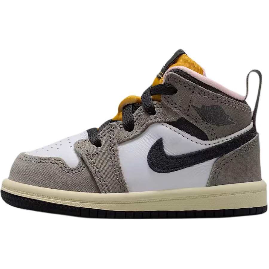 Jordan Jordan 1 Mid top Toddler Shoes White Gray Infant And Toddler