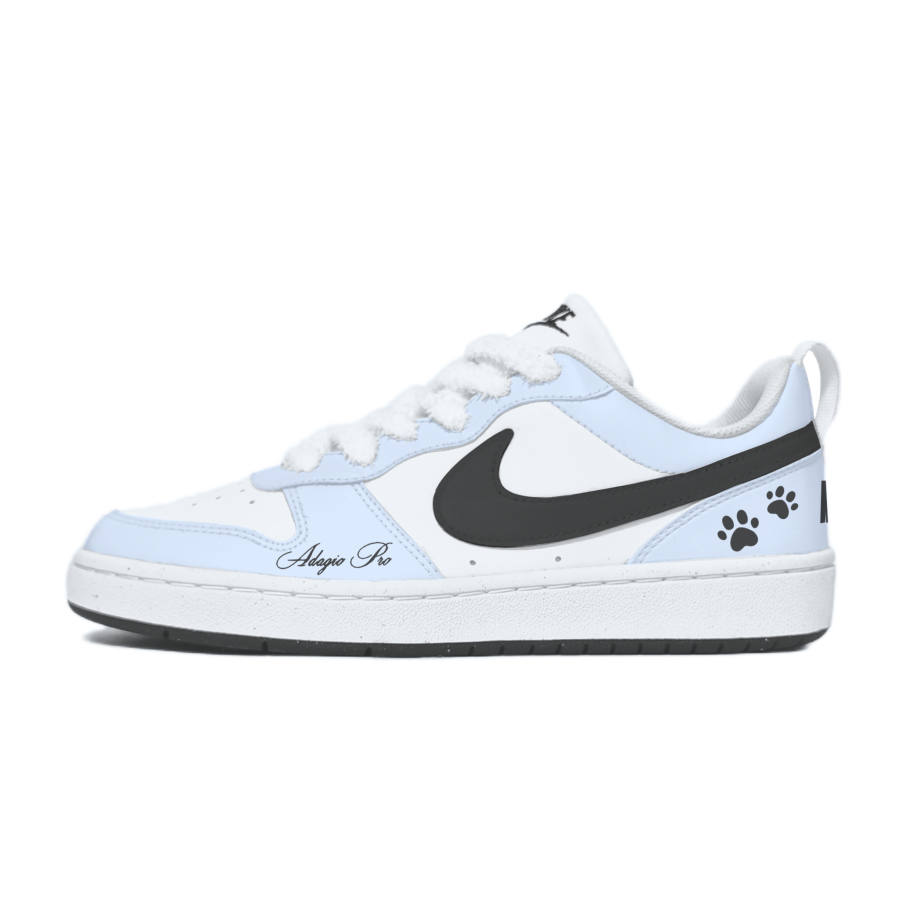 Nike Nike Court Borough Sea Salt Milk Foam Abrasion Resistant Low top Kids' Skateboarding Shoes White Blue Teenagers