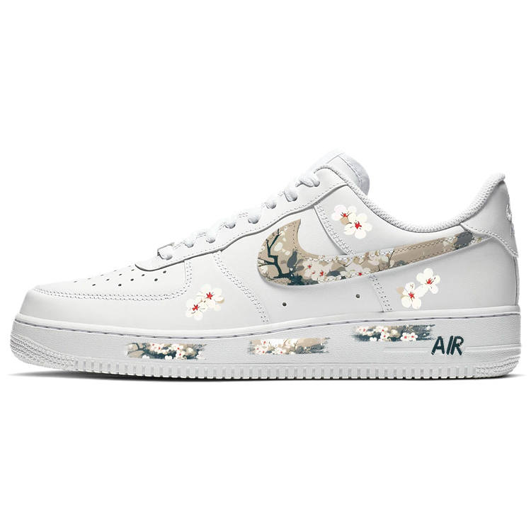 Nike Nike Air Force 1 Camellia Slip Resistant Cushioning Breathable Low Top Kids' Skateboarding Shoes White Teenagers