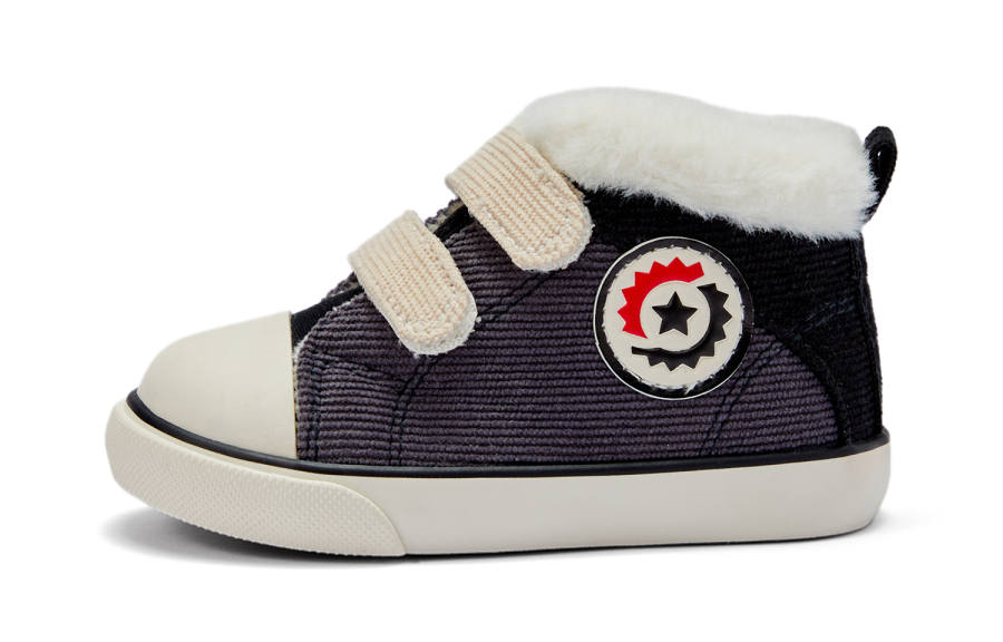 DAVE&BELLA Canvas Round Tip Slip Resistant Anti Kick Thermal Mid top Kids' Skateboarding Shoes