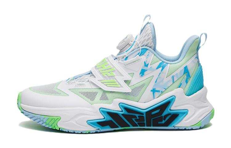 Antakids Cement Killer Slip Resistant Cushioning Abrasion Resistant Low top Basketball Shoes White Blue Green Teenagers