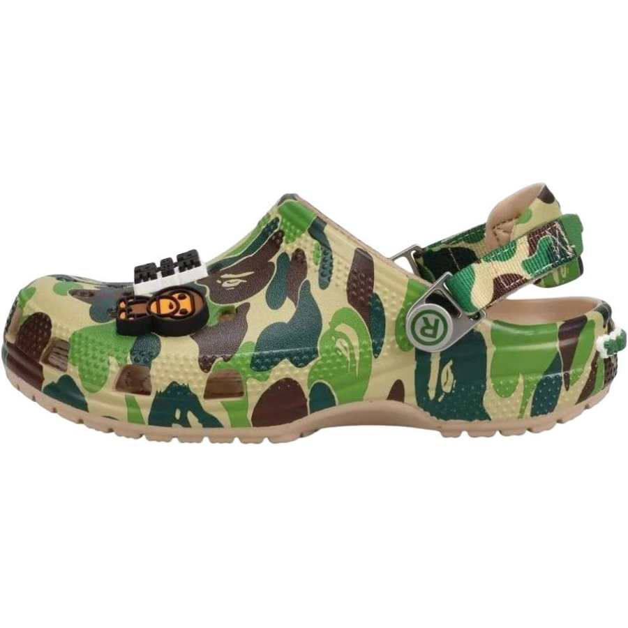 Crocs x A BATHING APE Classic Clog Soft And Comfortable Low top Children's Sandals Green Kids'