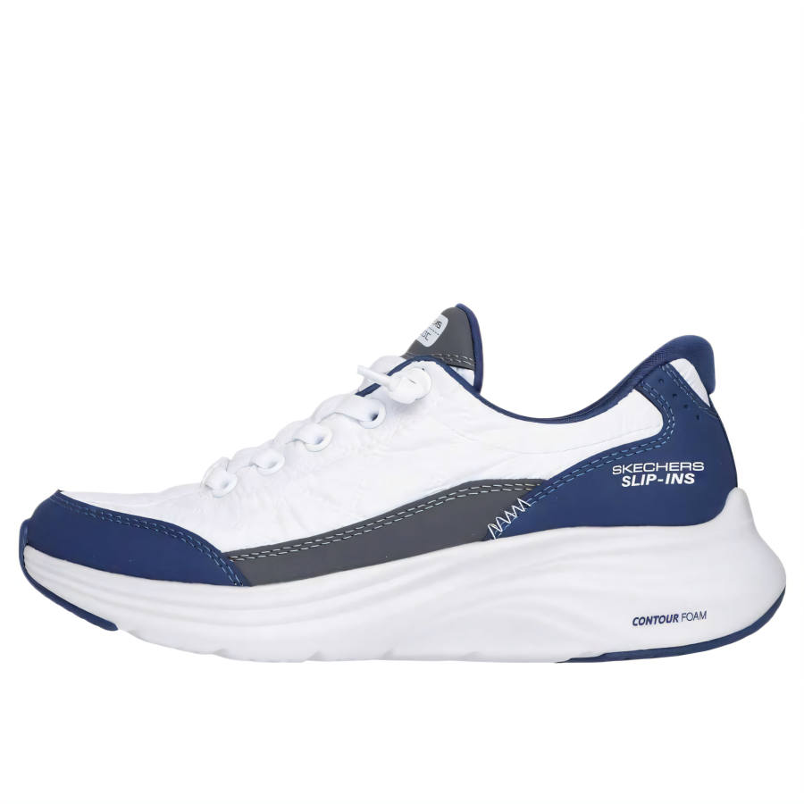 Skechers Contour Foam Cozy Fit Synthetic Leather Low top Kids Lifestyle Shoes Marine White Children Aged 3 7 Years Old