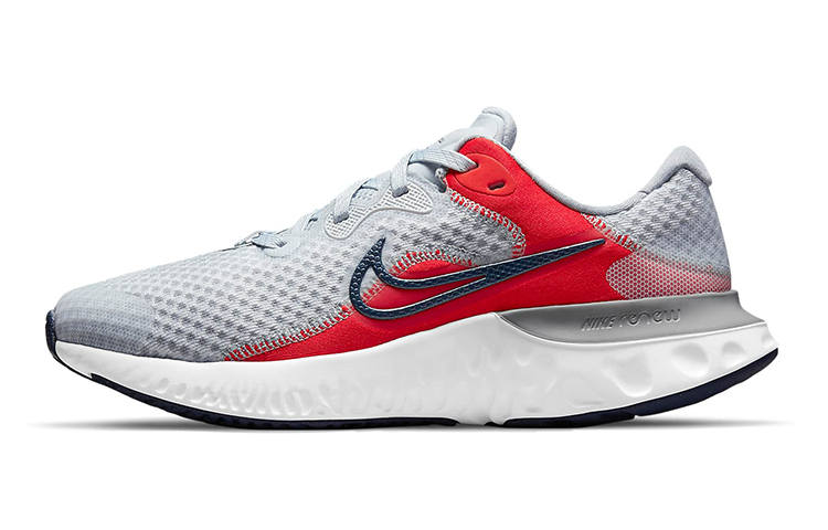 Nike Nike Renew Run 2 Cushioning Slip Resistant Abrasion Resistant Breathable Low top Running Shoes Gray Red Unisex