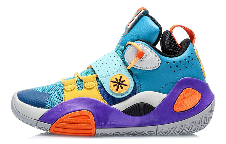 Li-Ning YOUNG Li Ning YOUNG All City 8 Synthetic Leather Low top Basketball Shoes Blue Yellow Unisex