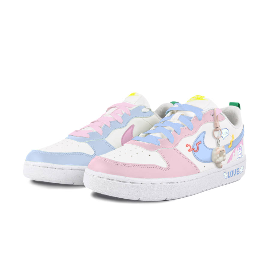 Nike Nike Court Borough Slip Resistant Abrasion Resistant Low top Kids' Skateboarding Shoes White Teenagers