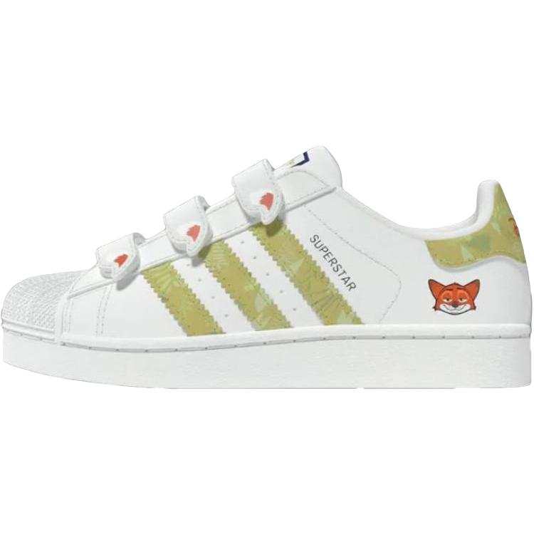Adidas Originals Zootopia x Adidas Originals SUPERSTAR CF Abrasion Resistant Low top Kids' Skateboarding Shoes White Green