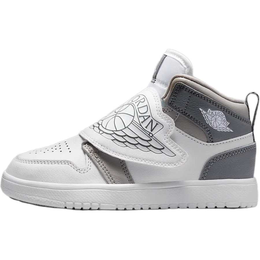 Jordan Jordan Sky Jordan 1 Leather High top Kids' Skateboarding Shoes Gray White Children Aged 3 7 Years Old